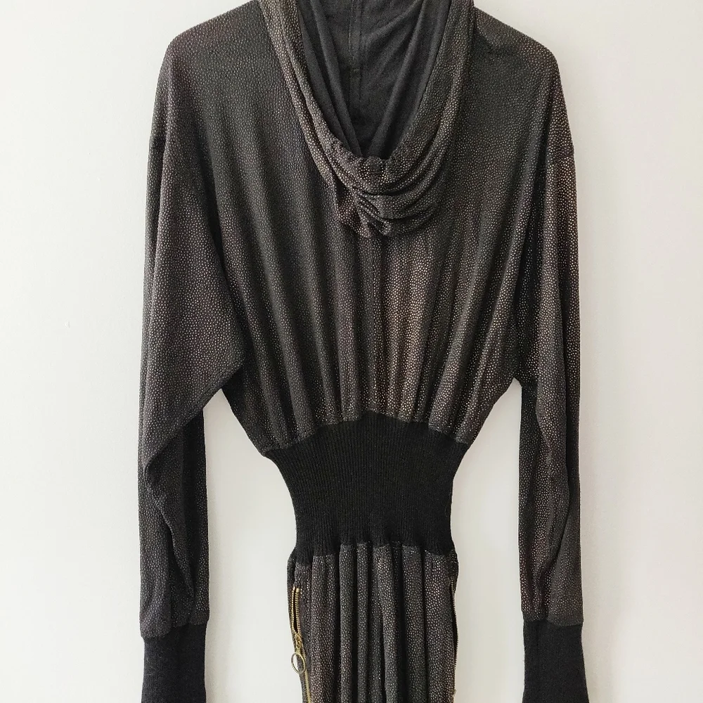 MOSCHINO Black & Gold Zipper Hoodie Jumpsuit - Picture 6 of 13